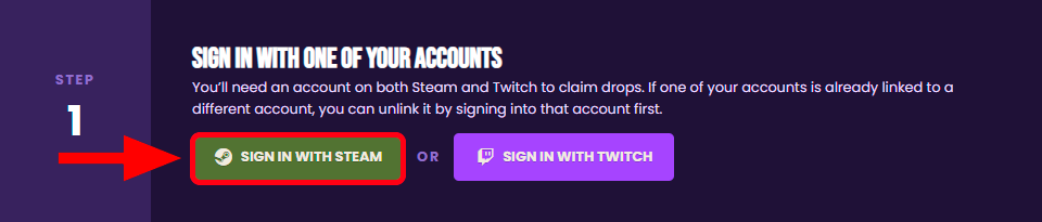 Выбор входа Steam или Twitch